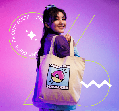 woman with custom tote bag
