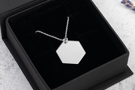create custom silver hexagon necklace