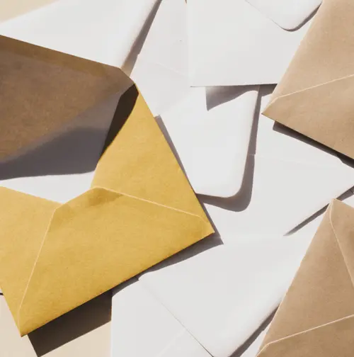 Several small envelopes on a table